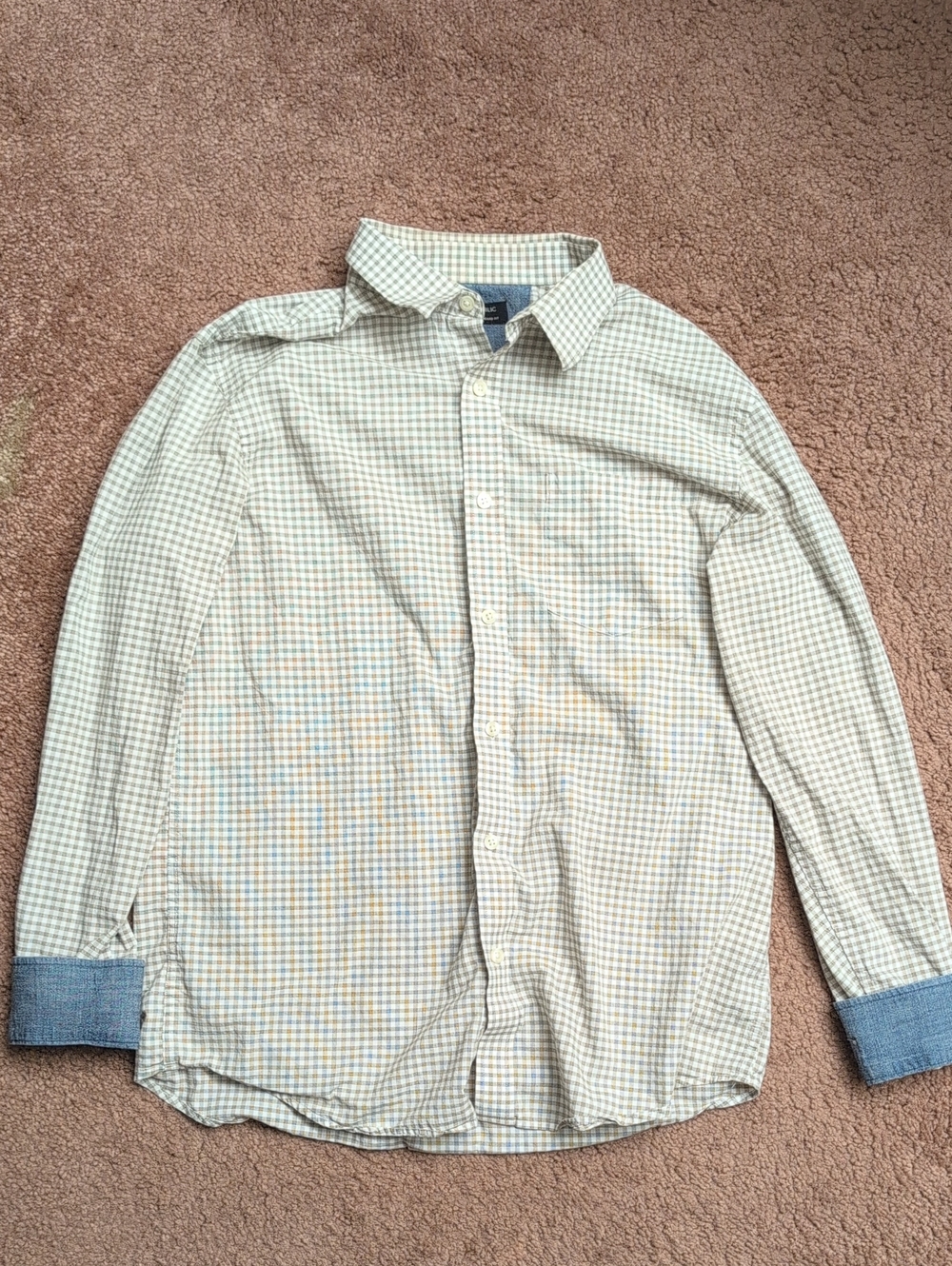 Banana Republic Green and Blue Checked Button-Down Shirt